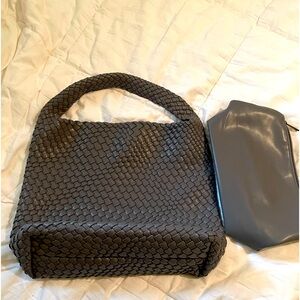 Vesturina bag with pouch-Began leather-grey-adorable-NEW-smoke/pet free home